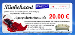 Kinkekaart diivanite, tugitoolide, madratsite keemiliseks puhastuseks