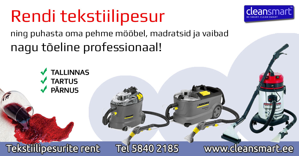 Rendi tekstiilipesur ning puhasta oma pehme mööbel, autosalong või vaibad just Sulle sobival ajal